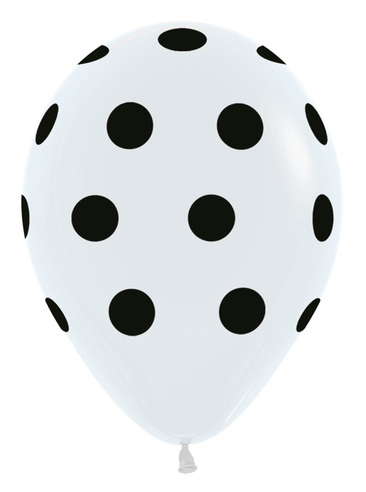 Polka Dots Fashion White 30cm 12 Inch Latex Luftballons Sempertex