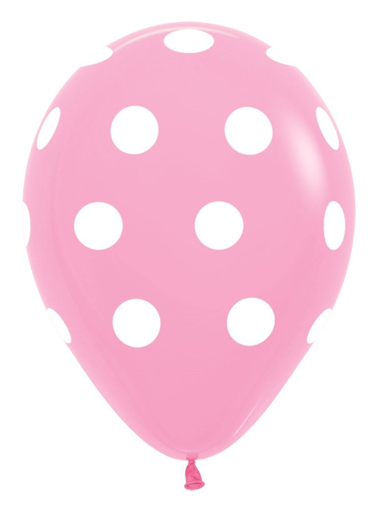 Polka Dots Fashion Pink 30cm 12 Inch Latex Luftballons Sempertex 25 Stück