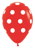 Polka Dots Fashion 015 Red 30cm 12" Latex Luftballons Sempertex