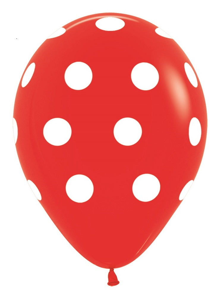 Polka Dots Fashion 015 Red 30cm 12" Latex Luftballons Sempertex