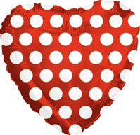 Polka Dots Herz rot Folienballon 46cm 18"