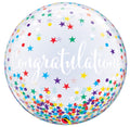 Qualatex Bubble Congratulation Confetti Stars 22" 56cm Luftballon