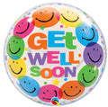 Qualatex Bubble Get Well Soon Smile Faces 22" 56cm Luftballon