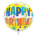 Qualatex Bubble Happy Birthday Fun and Yellow Bands 22" 56cm Luftballon