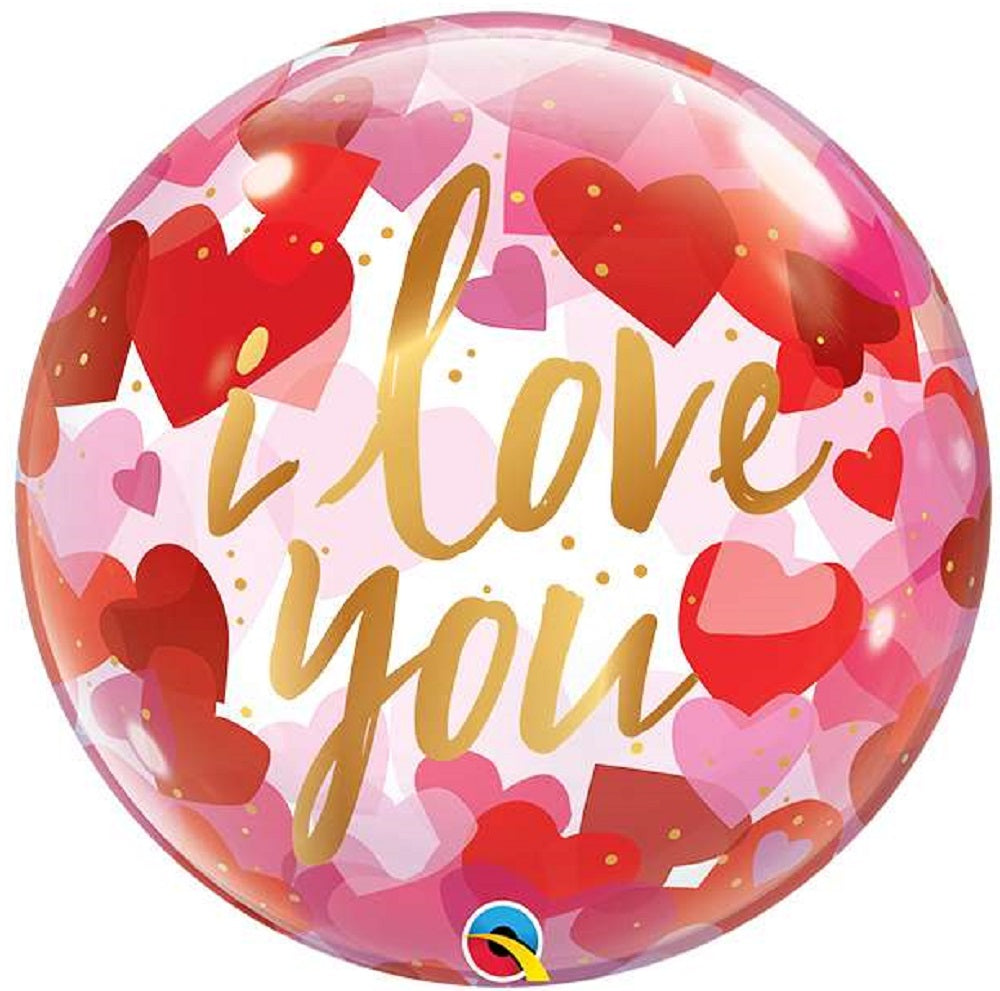 Qualatex Bubble I Love You Paper Hearts 22" 56cm Luftballon