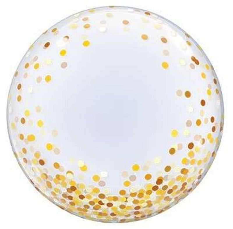 Qualatex Deco Bubble Gold Confetti Dots 24" 61cm Luftballon