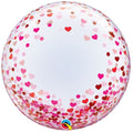 Qualatex Deco Bubble Red and Pink Confetti Hearts 24" 61cm Luftballon