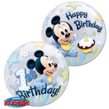 Qualatex Bubble Micky Maus 1 Geburtstag 22" 56cm Luftballon