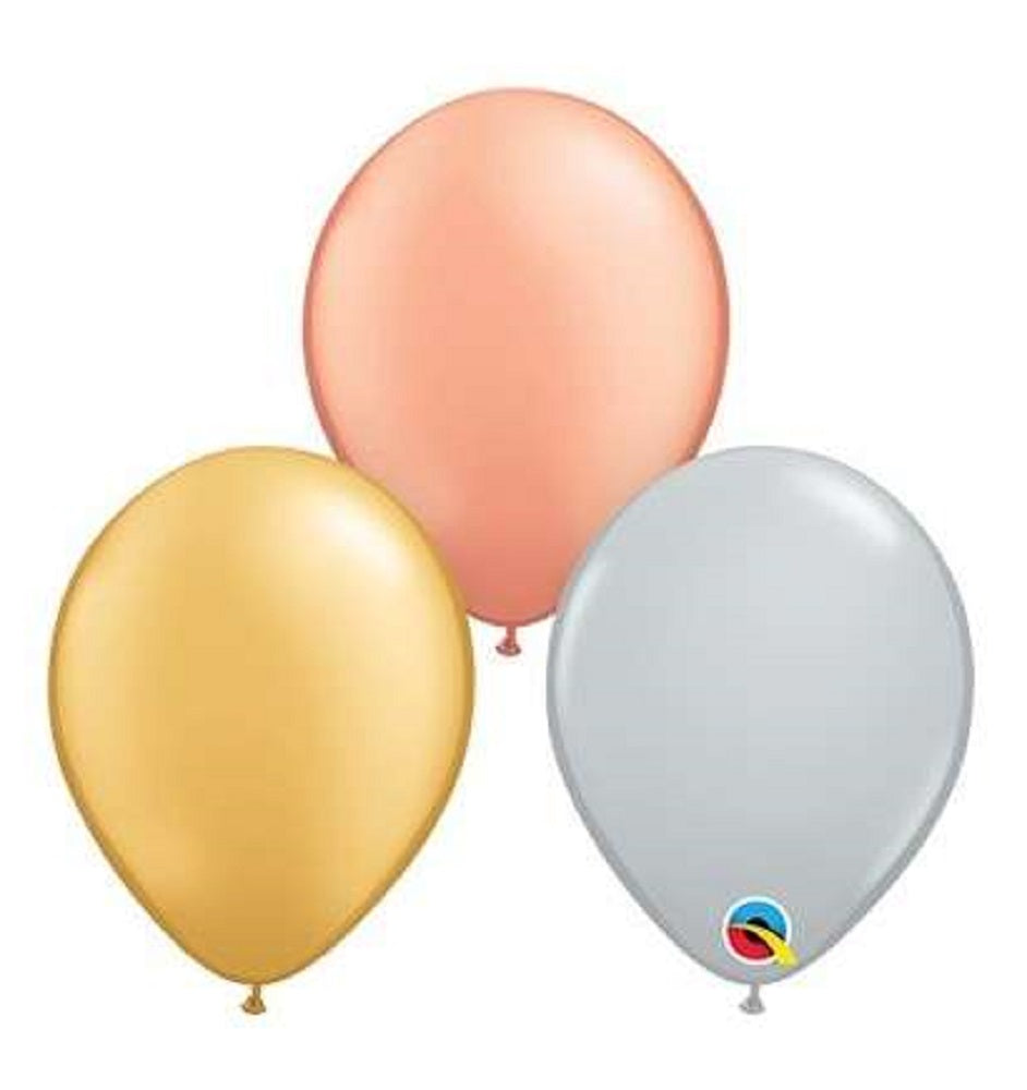 Qualatex Assortment Tri-Color Metallic 12,5cm 5" Latex Luftballons