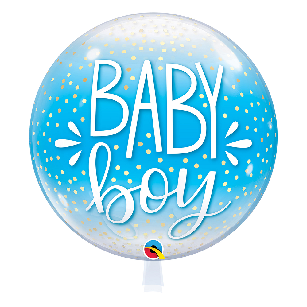 Qualatex Bubble Baby Boy Blue and Confetti Dots  22" 56cm Luftballon