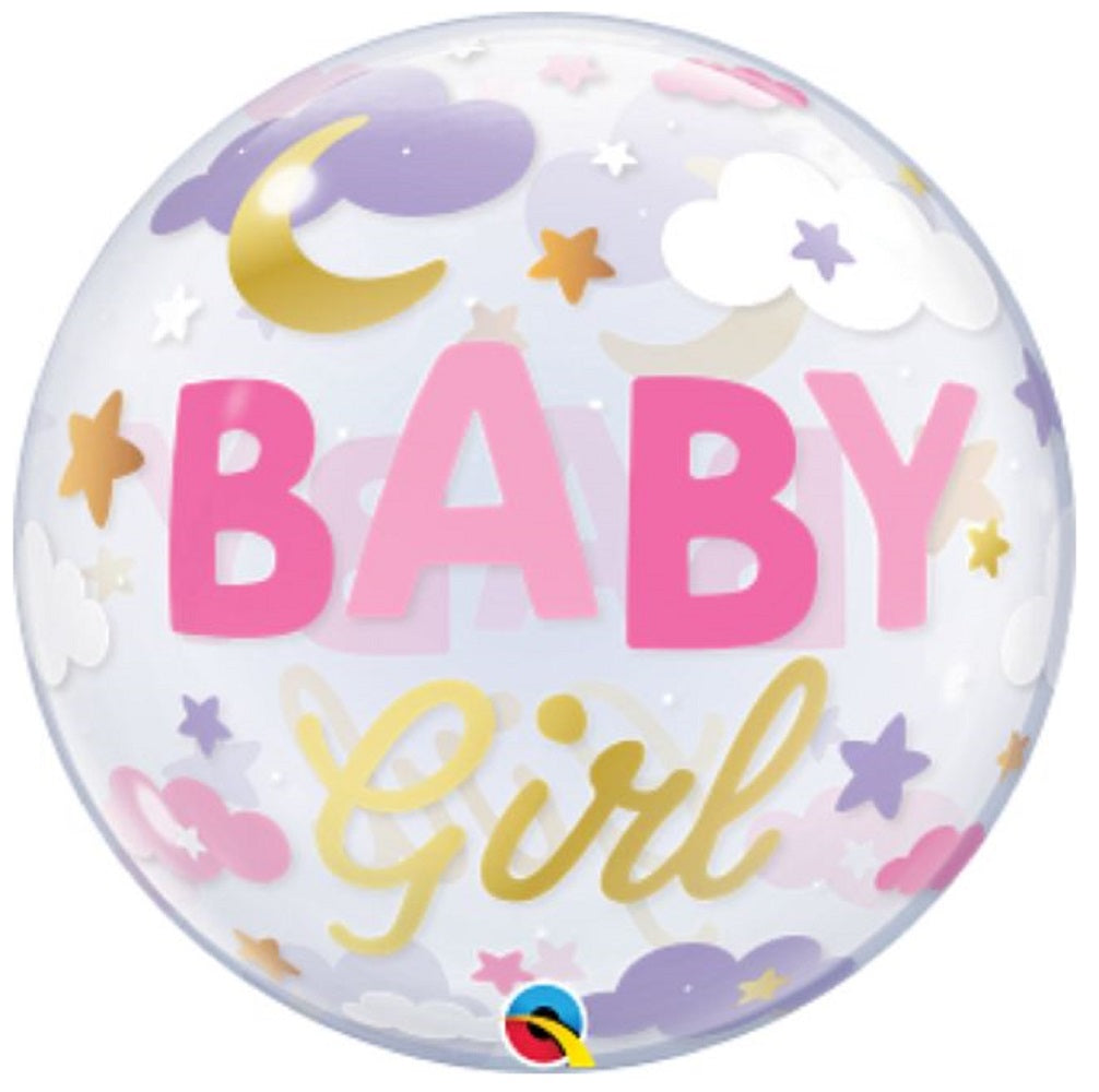 Qualatex Bubble Baby Girl Sweet Dreams 22" 56cm Luftballon