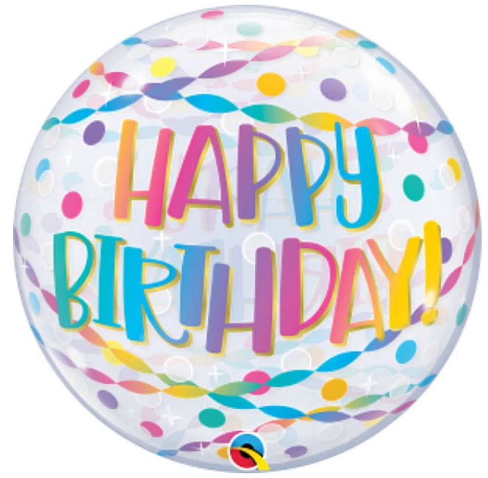 Qualatex Bubble Birthday Confetti and Streamers 22" 56cm  Luftballon