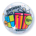 Qualatex Bubble Happy Birthday Geschenke 22" 56cm Luftballon