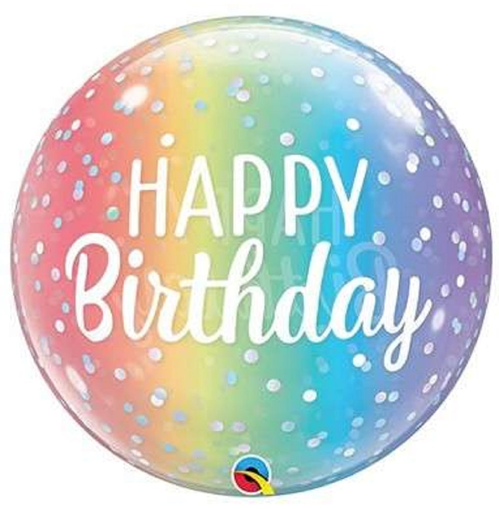 Qualatex Bubble Happy Birthday Ombre and Dots 22" 56cm  Luftballon