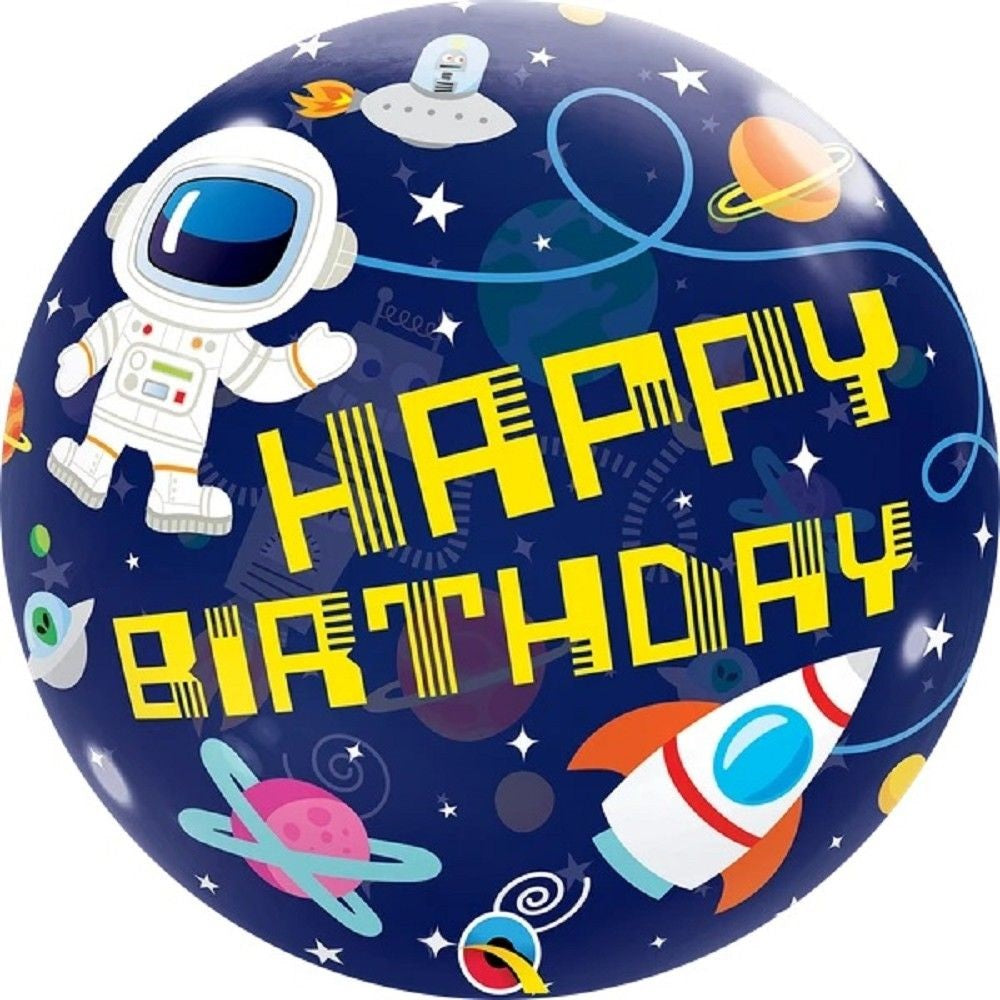 Qualatex Bubble Happy Birthday Outer Space 22" 56cm Luftballon