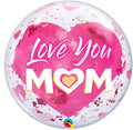 Qualatex Bubble Love You Mom Pink Heart 56cm 22 Inch