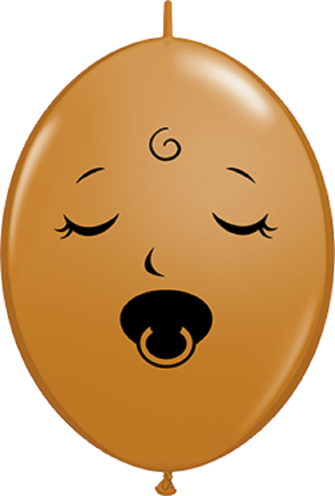 QuickLink Luftballons Sleeping Pacifier Baby Face Fashion Mocha Brown - 15cm