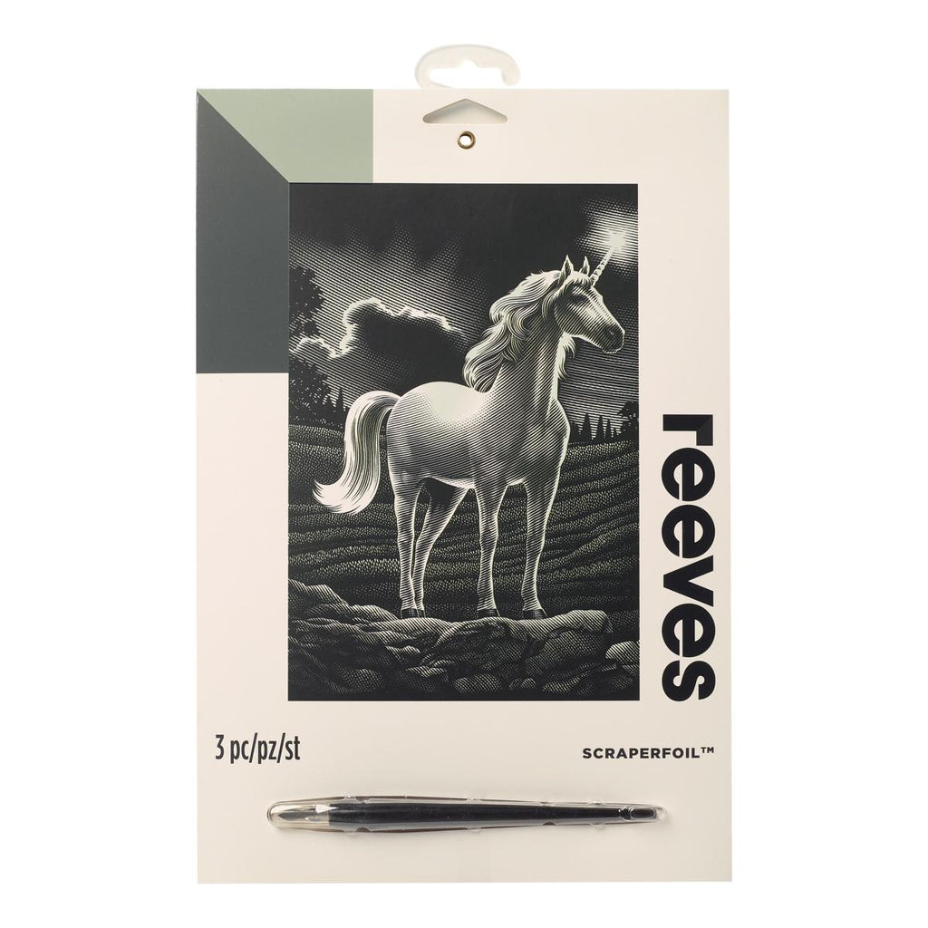 Reeves Kratzbild Silber Einhorn