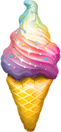 Rainbow Swirl Ice Cream Waffeleis Folienballon Microfoil - 114cm 45''