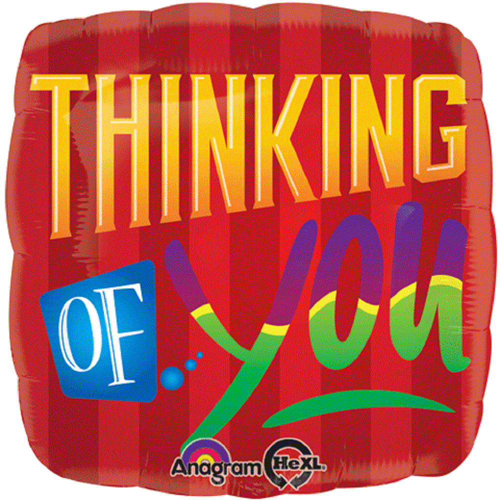 Red Stipe Thinking of You Jumbo Folienballon 71cm 28 Inch