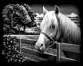 Reeves Gravurfolien Silber Pony \ Pferd am Gatter