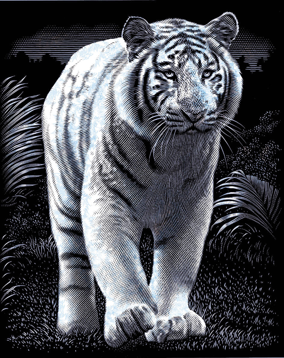 Reeves Gravurfolien Silber Weißer Tiger