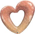 Rose Gold Glitter Ombre Heart Folienballon 107cm 42"