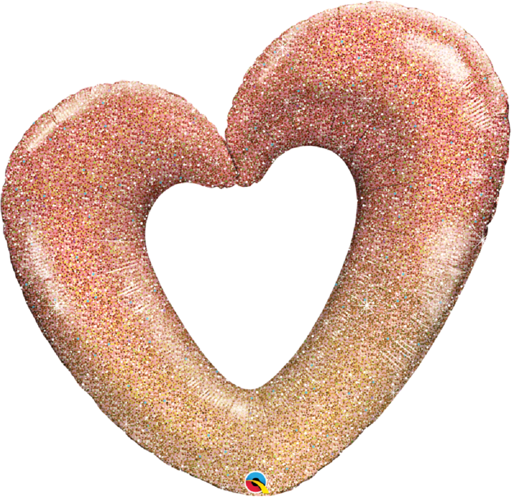 Rose Gold Glitter Ombre Heart Folienballon 107cm 42"