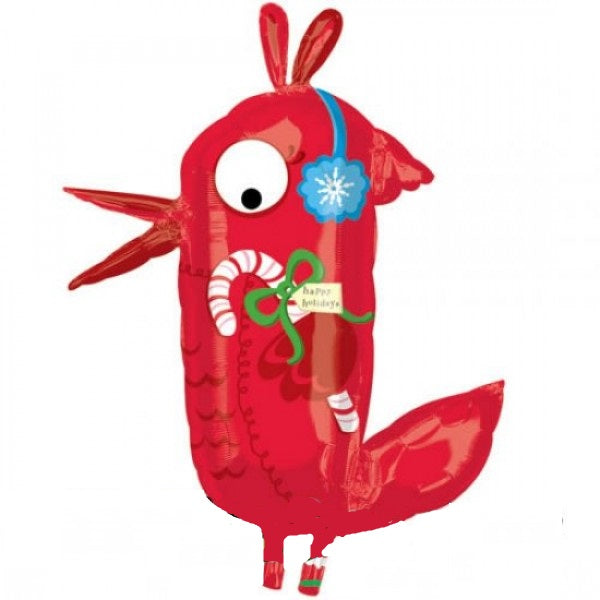 Roter Weihnachtsvogel Happy Hollydays Folienballon - 101cm 40"