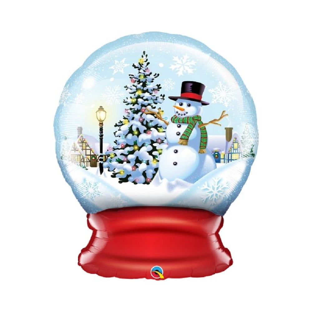 Schneekugel mit Weihnachtsdorf und Schneemann Folienballon 91cm 36 Inch