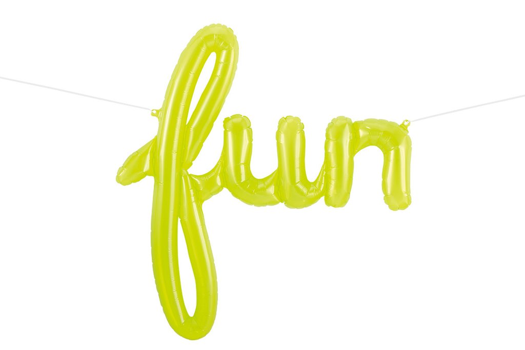 Schriftzug Folienballon Set lime green FUN 69 x 74cm