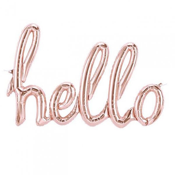 Schriftzug Folienballon Set rose gold HELLO 79 x 51 cm