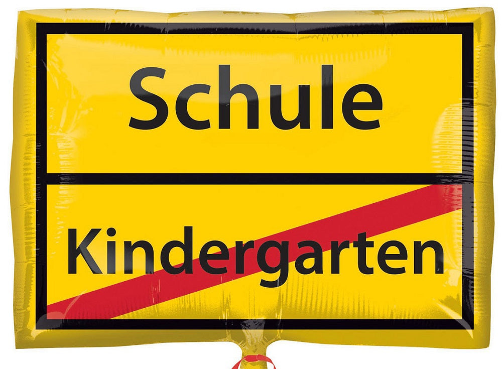 Schulanfang gelbes Schild Folienballon 16'' / 40 cm