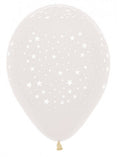 All over Stars 390 Crystal Clear 30cm 12" Latex Luftballons Sempertex