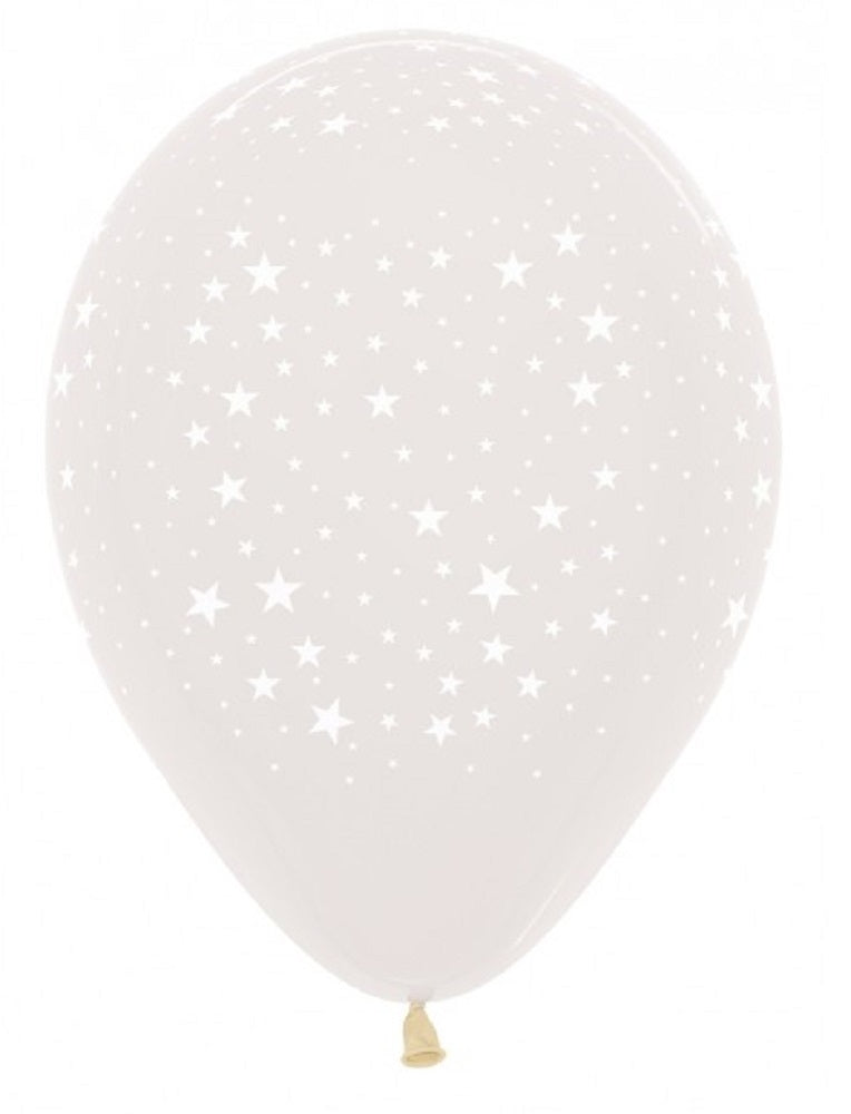 All over Stars 390 Crystal Clear 30cm 12" Latex Luftballons Sempertex