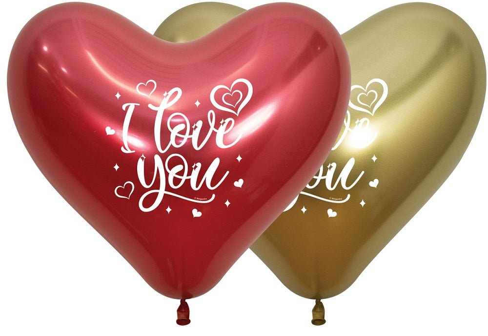 Sempertex Herz I Love You Reflex Crystal Assortment 36cm 14" Latex Luftballons