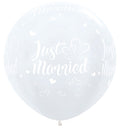 Just Married 405 Satin Pearl White 61cm 24" Latex Luftballons Sempertex