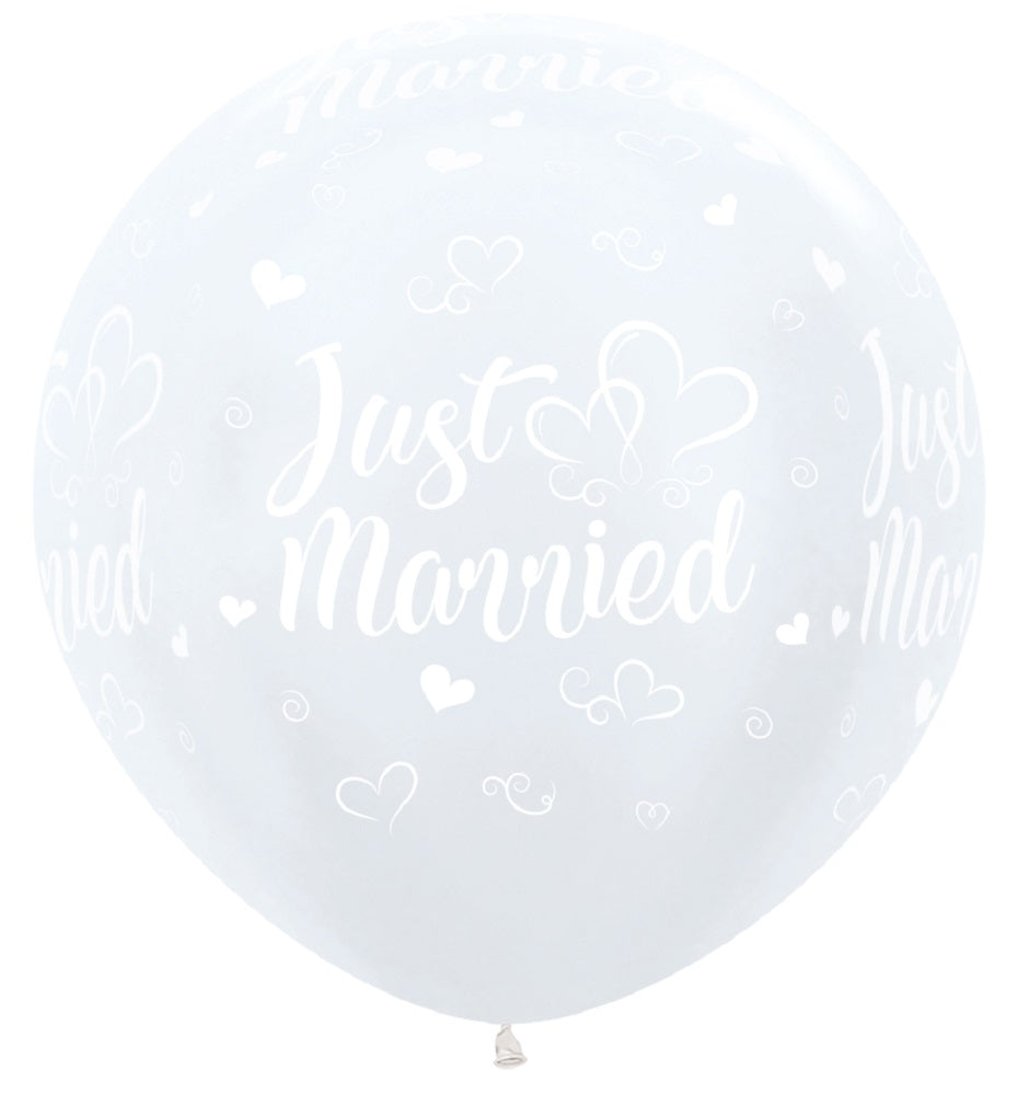 Just Married 405 Satin Pearl White 61cm 24" Latex Luftballons Sempertex