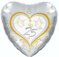 Silberhochzeit Herz Folienballon 25 Jahre 45cm 18"