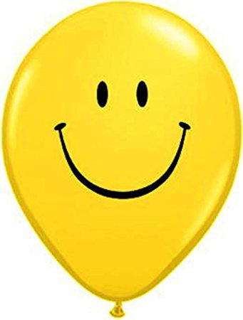 Smile Face Yellow 12,5cm 5" Latex Luftballons Qualatex 100 Stück