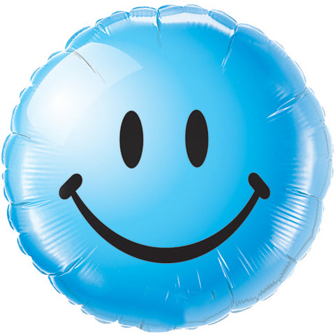 Smileface blau Folienballon - 45cm / 18"