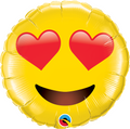 Smileface gelb Emoji with Heart Eyes Folienballon 71cm 28''