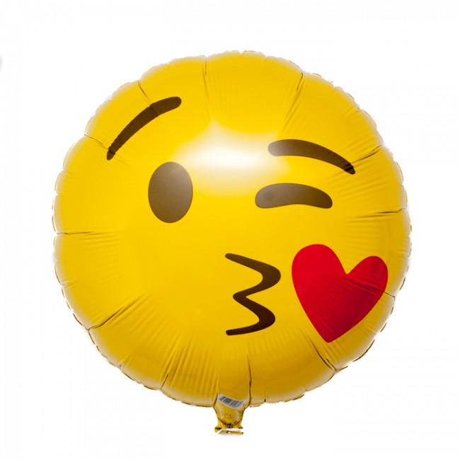 Smile Face Kiss gelb Emoji Folienballon 45cm 18"