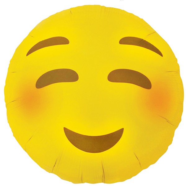 Smile Face gelb Emoji Blushing Folienballon - 45cm