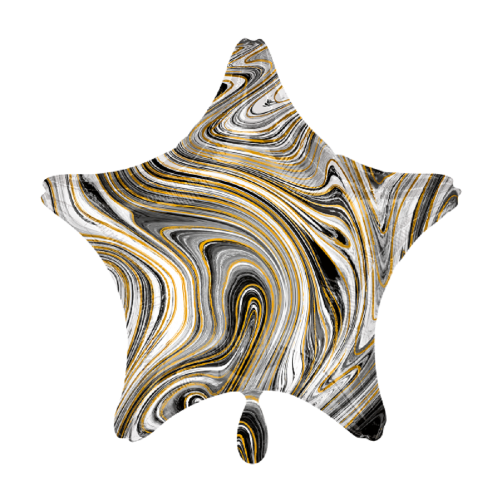 Stern marmoriert Marblez Black Folienballon - 43cm 17''