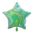 Stern marmoriert Marblez Blue Green Folienballon - 43cm 17''