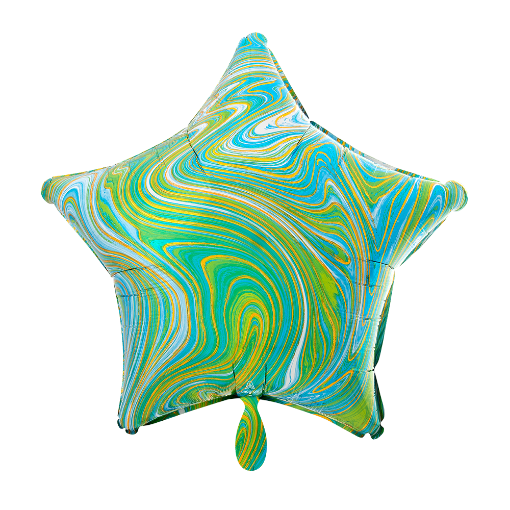 Stern marmoriert Marblez Blue Green Folienballon - 43cm 17''
