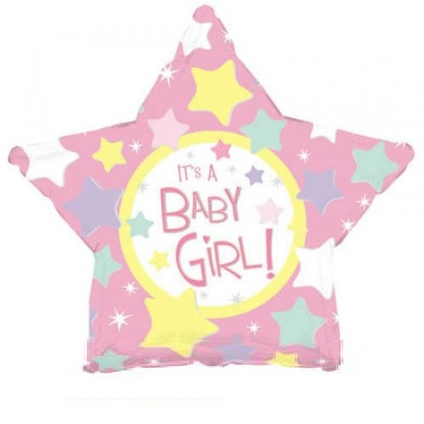 Stern rosa It`s a Baby Girl Folienballon 45cm 18"