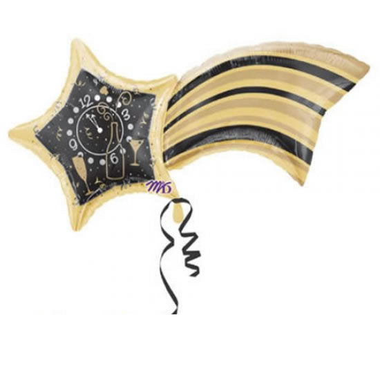 Sternschnuppe mit Uhr Folienballon 104cm 41"