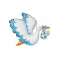 Storch mit Baby Boy Blau Folienballon - 96 x 80cm